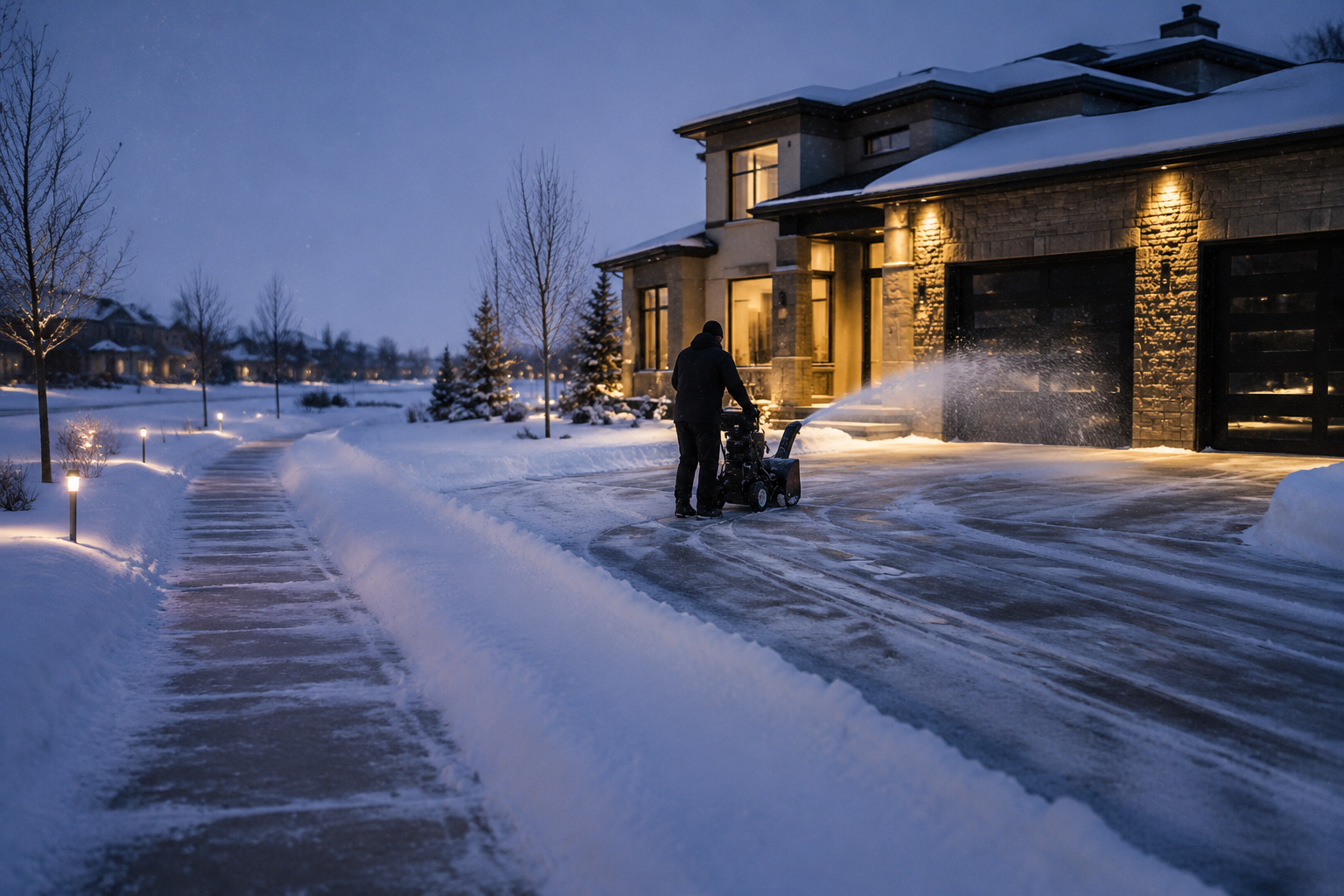 Professional snow removal at a Southern Alberta property